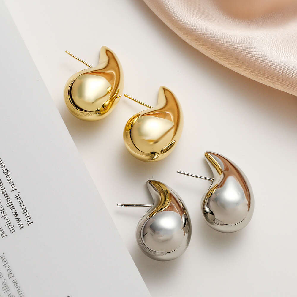 Copper Gold-Plated Water Drop Designer for Women INS Niche High-End Simple Earrings Ear Jewelry