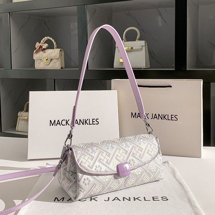 Free Shipping Designer Genuine Leather Women's Armpit Bag Fashion Embroidered Handbag Commuting Single Shoulder Baguette Bag Mom Bag