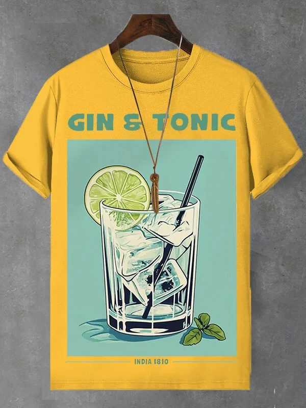Mens Gin And Tonic 3D Printed T-shirt Summer Vacation Casual Party Quick Drying Short Sleeve Top Daily Plus Size Men Tee Shirts Y250819