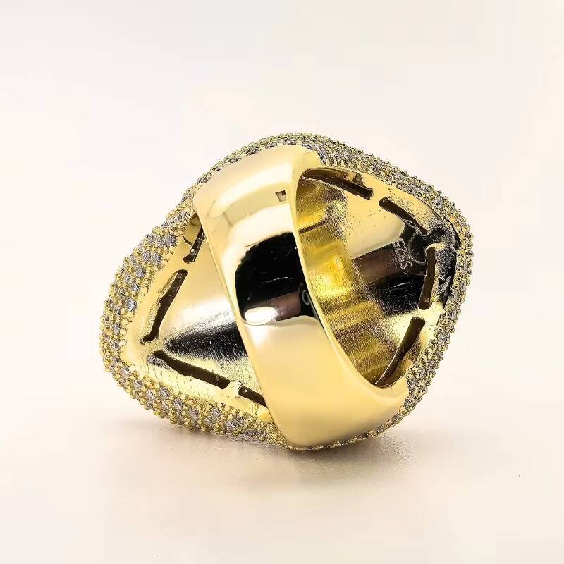 Moissanite Ring Hip Hop 925 Sterling Silver Cross Moissanite Ring Baguette Cut Moissanite Cross Ring