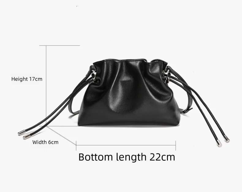 Pleated Cloud Crossbody - Premium Genuine Leather Drawstring Shoulder Purse, Versatile Small Bag for Elegant Lady Luxury bag tote bag
