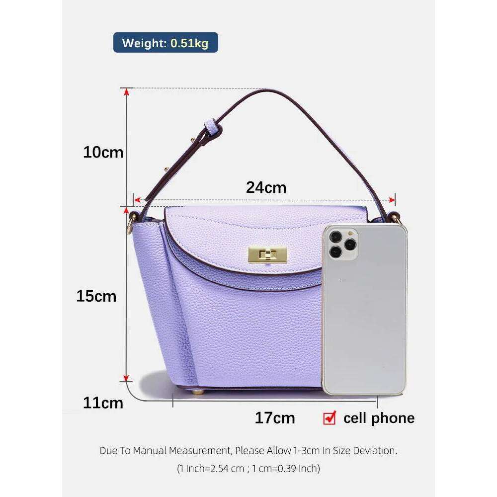 Zency Genuine Leather Tote For Women Elegant High End Shoulder Crossbody Handbag Top Handle Bags Noble Purple Bag
