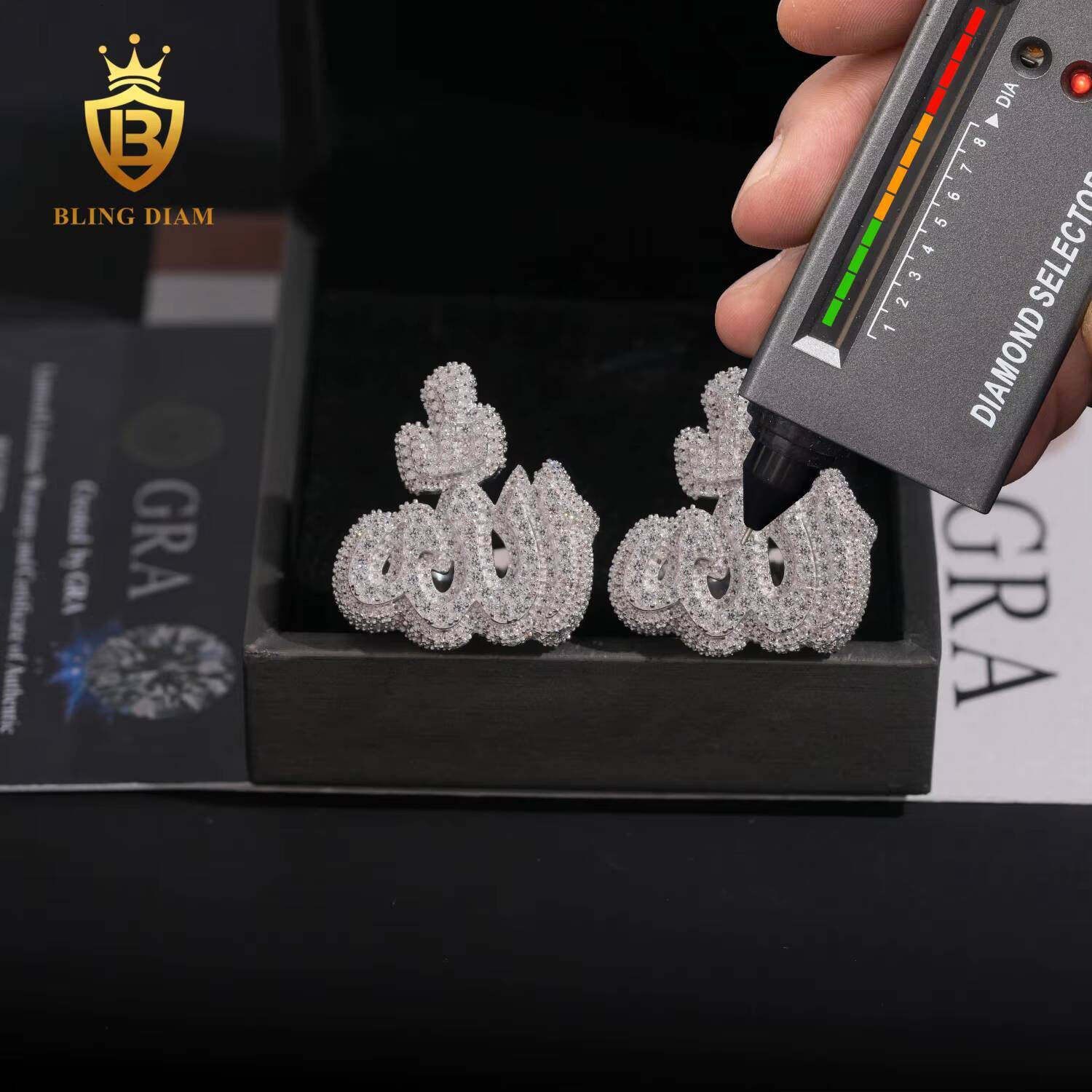 GRA Certificate Fine Jewelry Iced Out Hip Hop Jewelry 925 Sterling Silver Diamond Custom Moissanite Ring Allah Ring