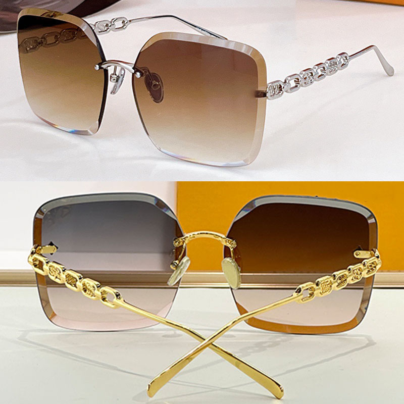 Exquisite Jewel Square Women Sunglasses Carving Diamond Lenses Golden Metal Chain Link Mirror Legs Z2162 Fashion Holiday Protective UV400 Goggles