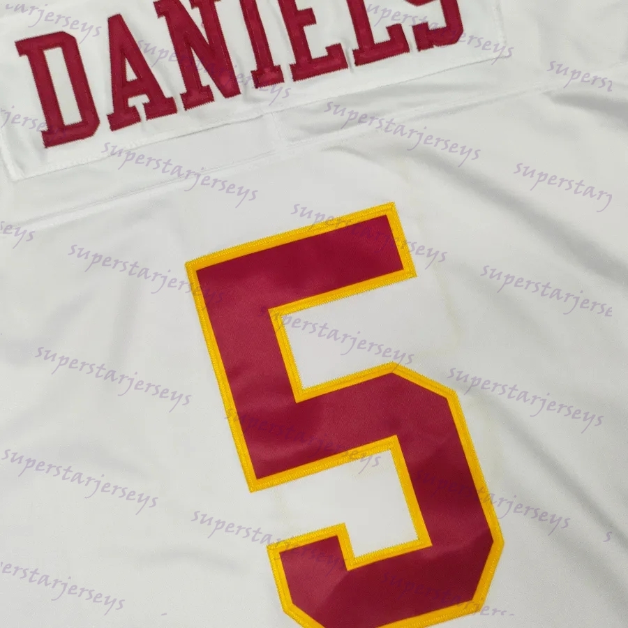 5 Jayden Daniels Personalized Wine Red/White Football Jersey 21 Sean Taylor 17 Terry McLaurin 4 Frankie Luvu Wagner Custom Nom and Num Embroidered Des