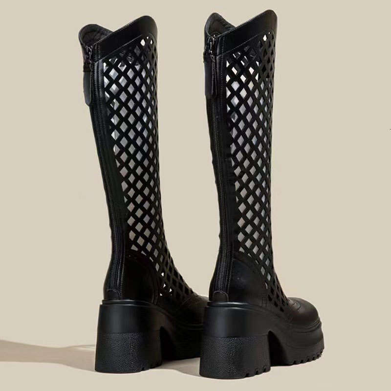 10cm Petite Hollow Knight for Women 2025 Summer New Breathable High Tube Boots Versatile Slimming Women's Sandals