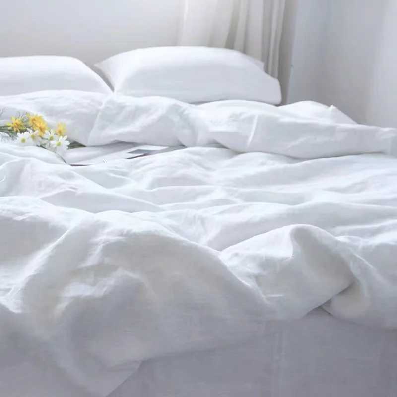 Pure Linen Duvet Cover Set (1*Duvet Cover + 2*case Without Core) White Soft Bedding Set for Summer Y250819