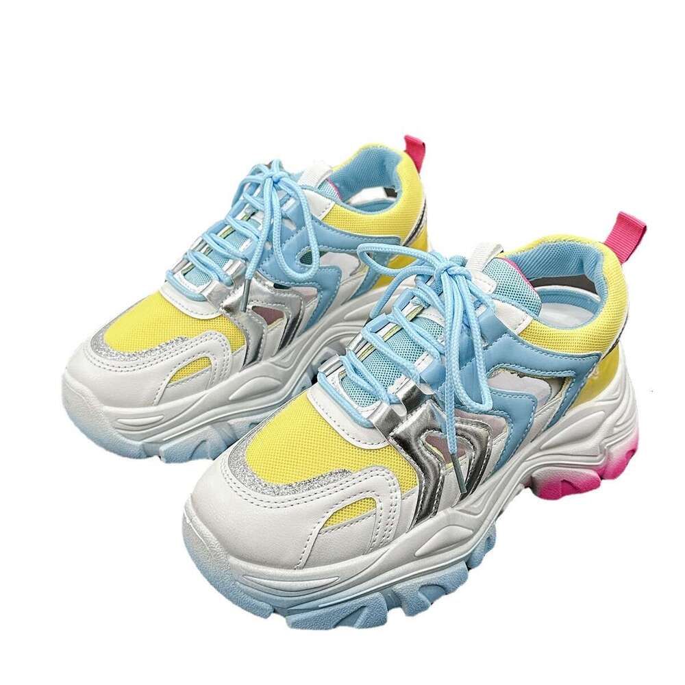 2022 Spring New Thick-Soled Platform Single with Rhinestones, Slimming and Height-Increasing Dad Shoes for Women