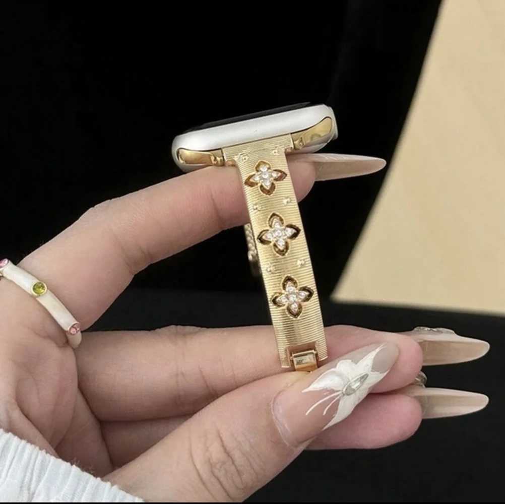 Bling Gold Stainless Steel Bracelet Link For Watch Band Series 8/7/6/10/9 40mm 41mm 38mm 42mm 44mm 45mm 46mm Strap Y250820