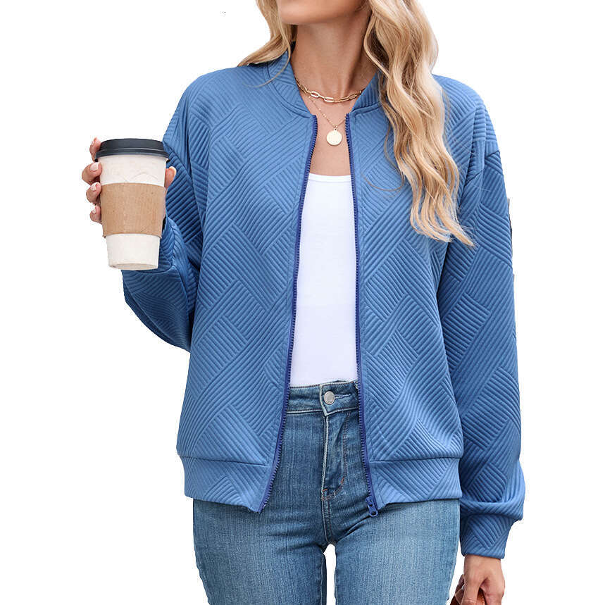 Autumn and Winter New Solid Color Round Neck Zipper Loose Long Sleeve Sweatshirt Baseball Uniform