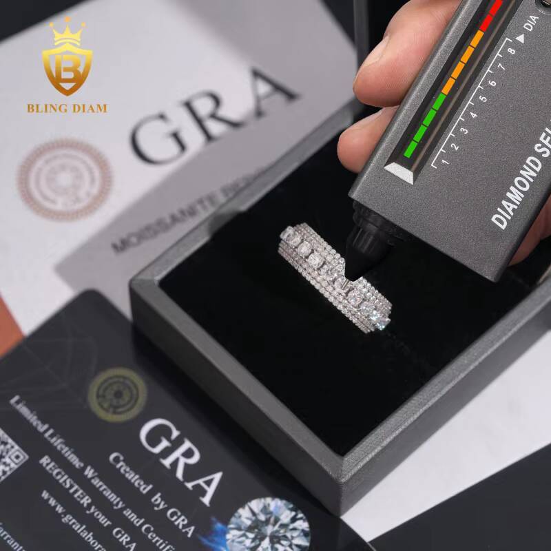 Fashion Hip Hop Jewelry 925 Sterling Silver Vvs Moissanite Pass Diamond Tester Vintage Wedding Rings for Men and Woman