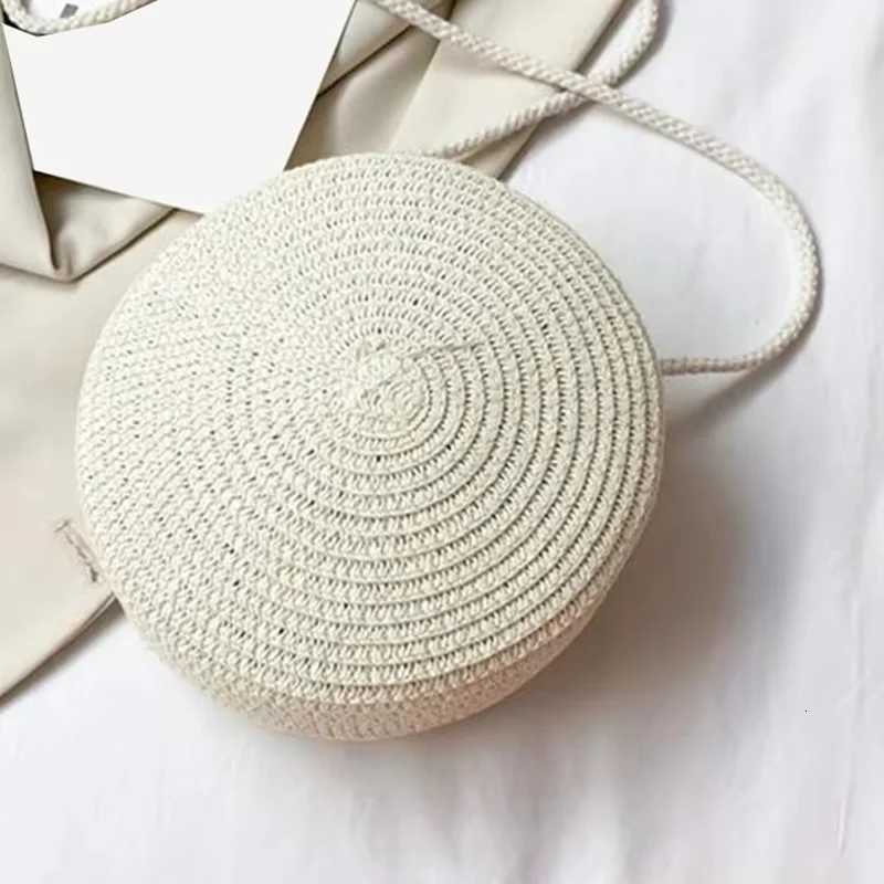 Minimalist Straw Bag Round Crossbody Purse Women Shoulder Vocation Style Handbag genuine grade new in handbag Y250819
