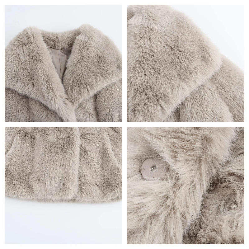 Women's Jackets Cross-border Trade Wholesale 2025 Autumn And Winter Artificial Fur Jacket Ladies Loose Long Sleeve Short