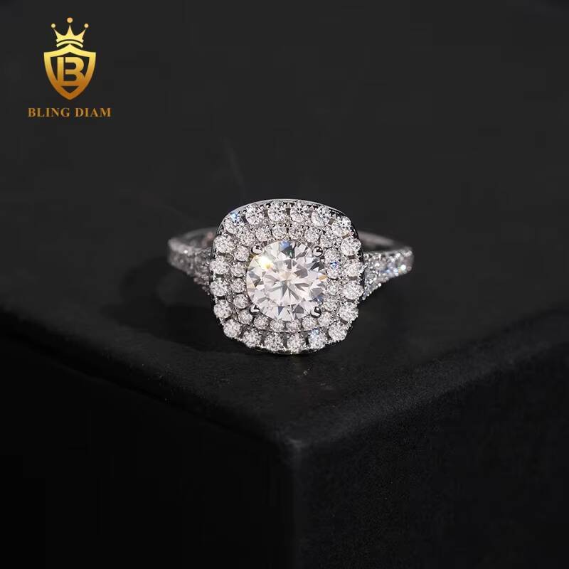 New Fashion Jewelry GRA Certificate S925 Sterling Silver Ring VVS Moissanite Diamond Engagement Ring