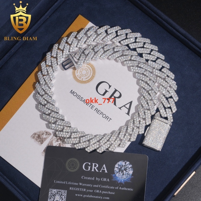 Factory Price Wholesale 16MM Moissanite Cuban Chain Pass Diamond Tester 925 Silver Cuban Link Necklace