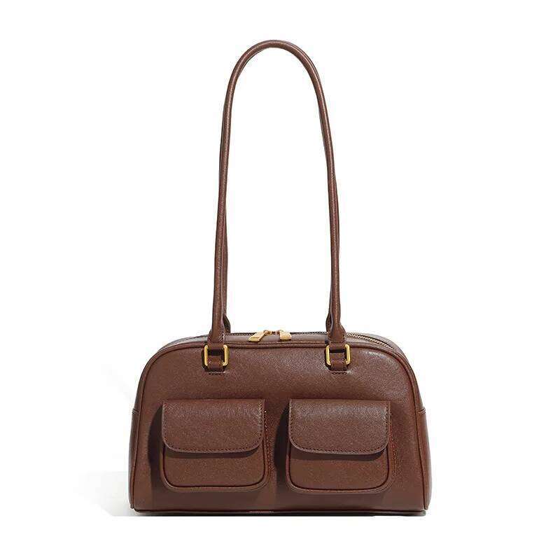 Designer Bags Fashion Women's Genuine Leather Underarm Lady Daily Commuting Shoulder Boston Girls Versatile Simple Stylish Bowling Bag Luxury Bag