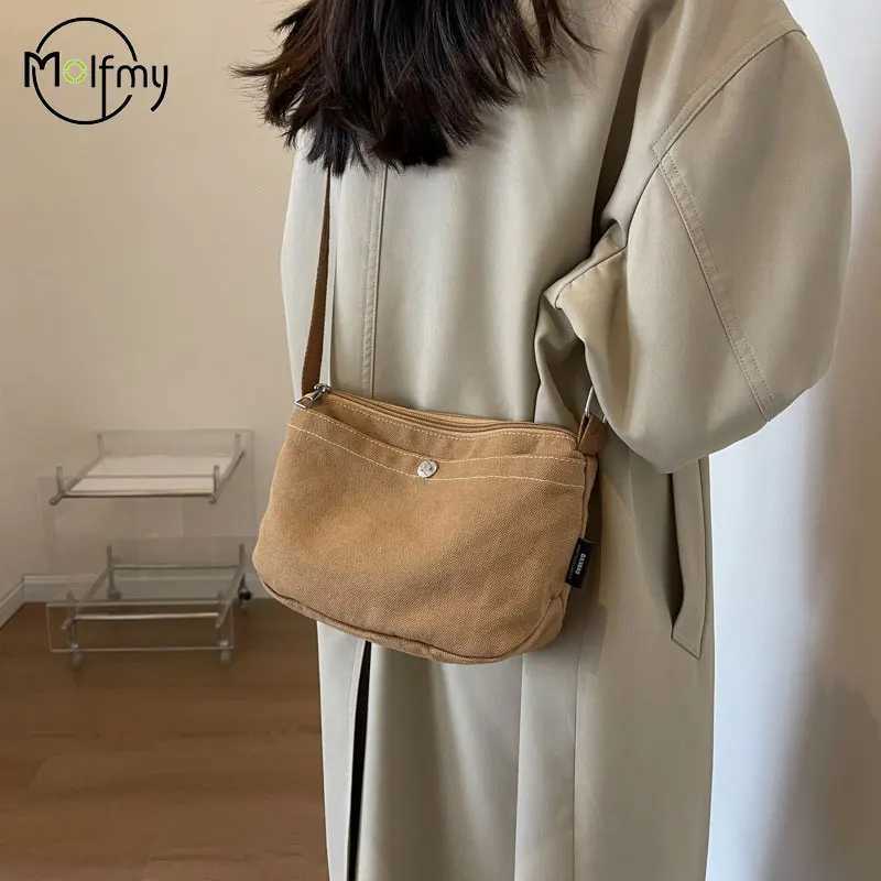 Canvas Phone Bag for Women Vintage Handbags Casual Shoulder Crossbody Bags for Women Messenger Bags Unisex Zipper Shopper Bolsas Y250819