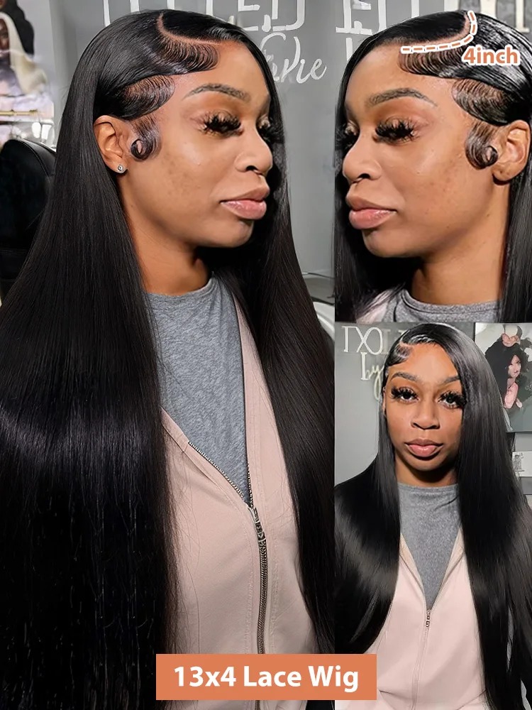 Straight Wigs Human Hair 13x6 HD Lace Frontal Wig High Density Pre-Cut 100% Raw Hair Remy Wear And Go Closure Glueless Natural Black