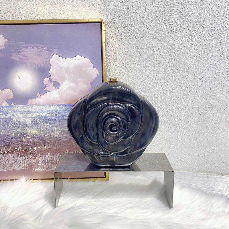 Fashionable Rose Flower Acrylic Bag Hot-Selling High-End Feel Coin Purse Lipstick Crossbody Clutch Bag