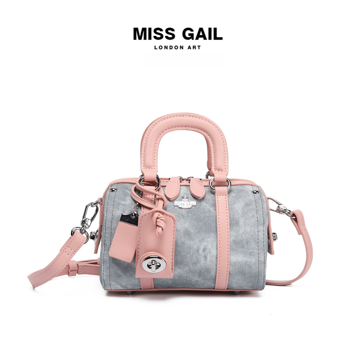 Free Shipping Designer Luxury Women's High Beauty Gradient Handbag Sweet Boston Bag New Denim Single Shoulder Crossbody Bag Casual Makeup Bag