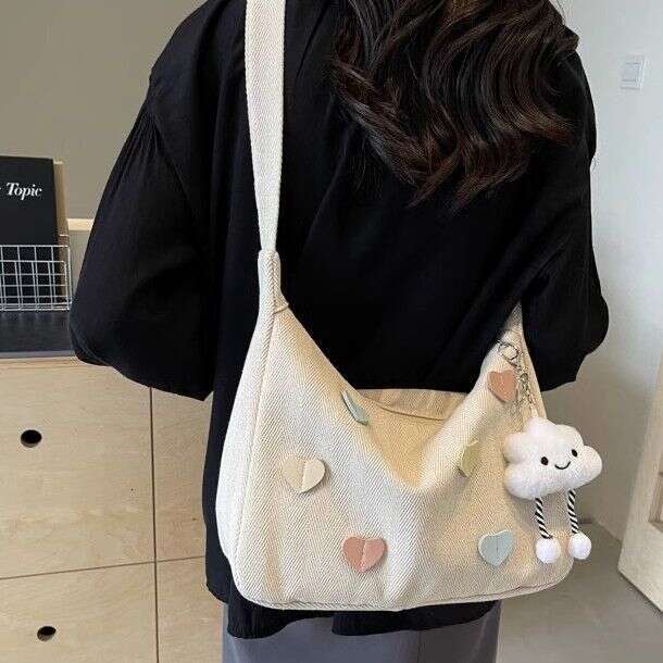 Canvas for Women 2025 New Trendy Autumn Winter Simple Versatile Large Capacity Shoulder Casual Commuting Crossbody Dumpling Bag