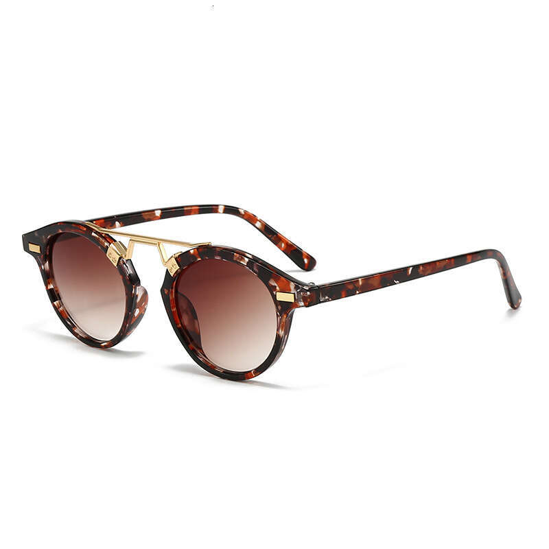 Women's Fashion Style Glasses Round Frame Daily Wear Leopard Print Designer Color Sunglasses