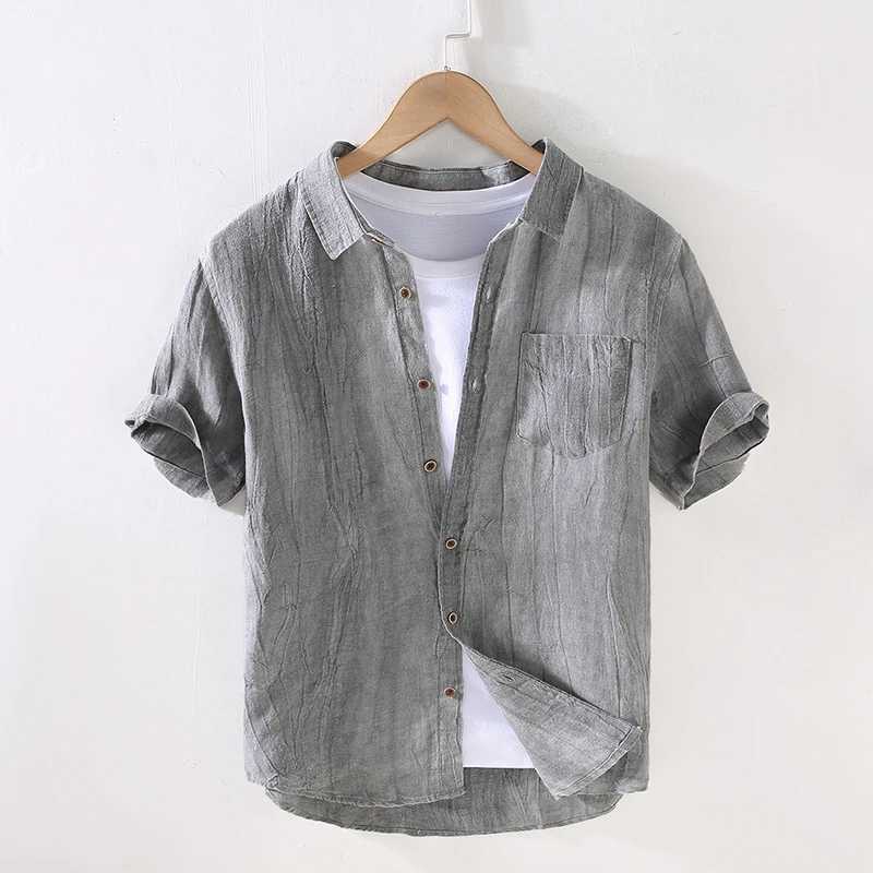 Designer New Short Sleeve Casual 100% Linen Quality Shirt Men Brand Trend Breathable Top Clothes Chemise Homme Y250819