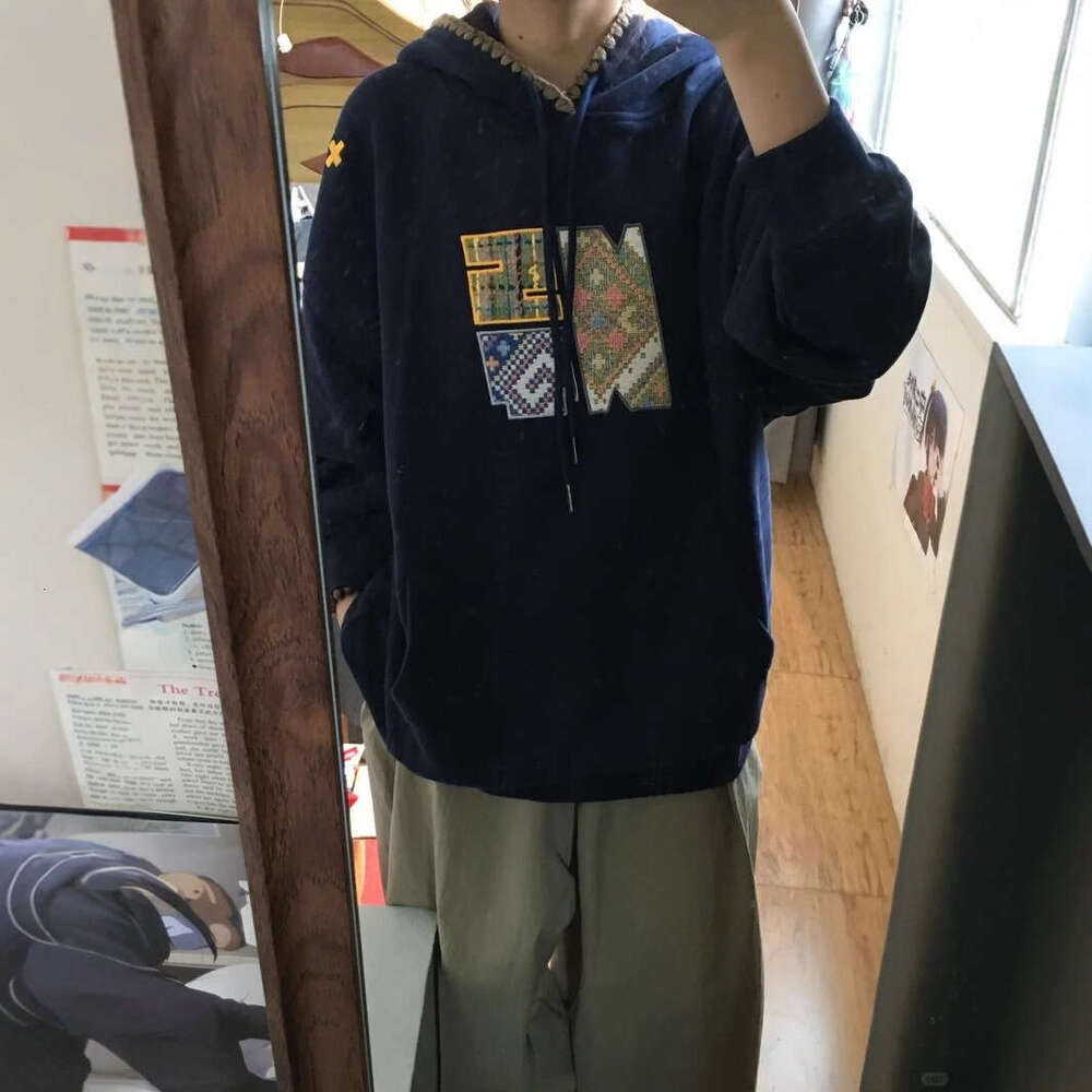 American Style Embroidered Edge Hooded Sweatshirt for Women Spring Autumn New Loose Oversize Top Jacket