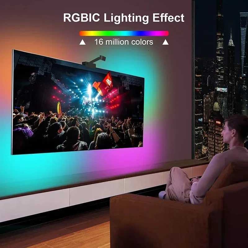 Smart Led Tv Ambilight Backlight 5V Usb Rgbic Television Screen Color Synchronization Led Strip Tape 3.8M 5M App Remote Control H250826