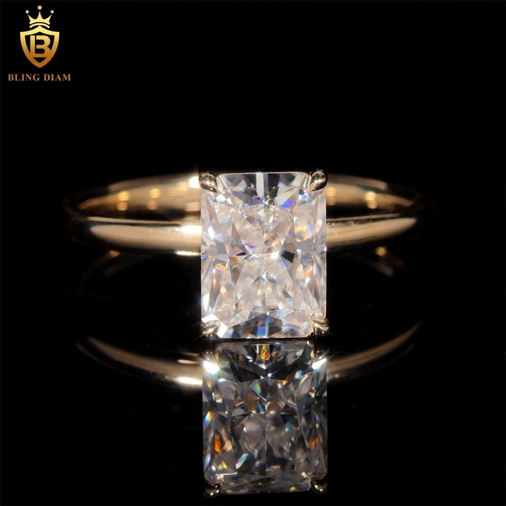 Ready Shipping High Quality Fashion Fine Jewelry VVS Miossanite Diamond 14K Yellow Gold Engagement Wedding Ring