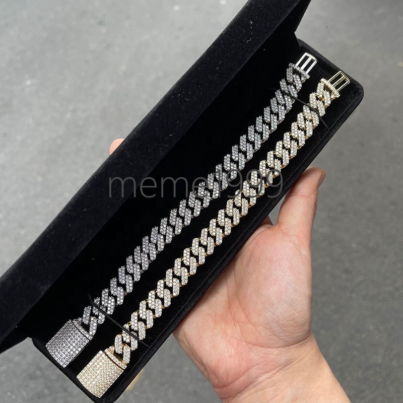 15MM VVS Sterling Silver 925 White Gold Miami Cuban Link Iced Out Natural Moissanite Cuban