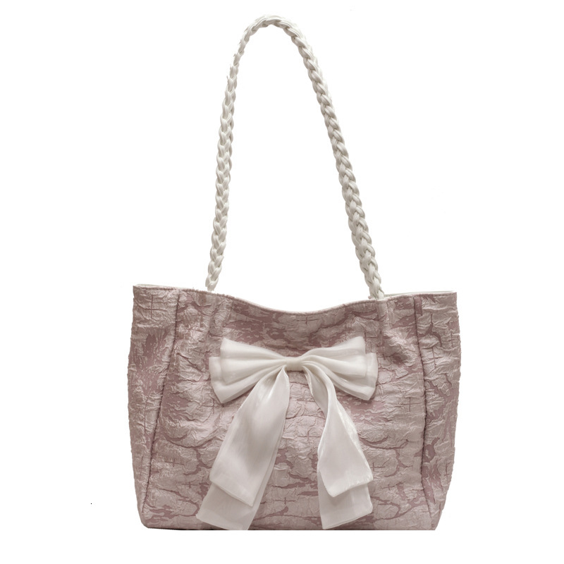 2025 autumn women's bag niche design knitted bow color blocked shoulder bag casual travel handbag handbag women's bag women's crossbody