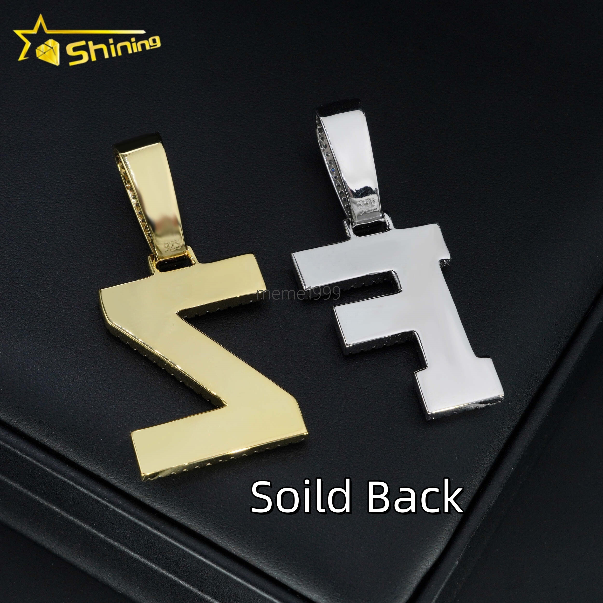 Wholesale Pass Diamond Tester Moissanite A-Z Initial Pendant 925 Sterling Silver Iced Out Jewelry Hip Hop Letter Pendant for Men