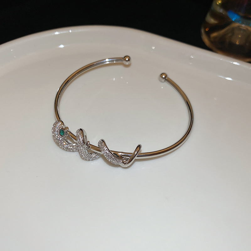 Gold Tone Snake - Shaped Cuff Bracelet With Crystal Accents Elegant For Daily And Special Occasions High - Quality And Stylish Jewelry Gift For Her