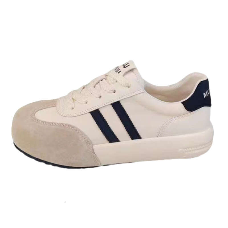 2025 Summer New Women's Casual Sports Flat Mesh German Training Shoes Two Stripes Cute Ugly Big Head Genuine Leather Versatile