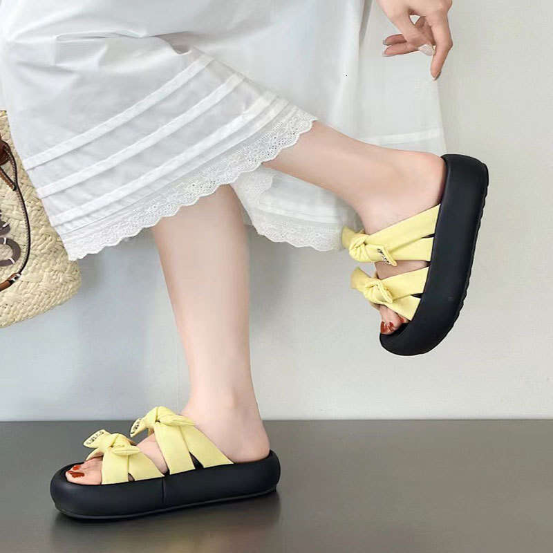 Fashionable Simple Bow One-Strap Women's Summer Small Size Thick-Soled Outdoor Versatile Lightweight Sandals