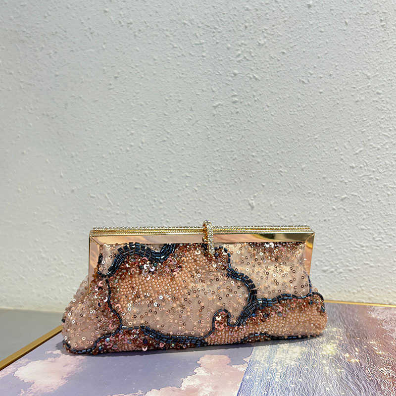 Shiny Sequin Handmade Beaded Qipao Elegant Evening Bag Chinese Style Handheld Banquet Crossbody Bag