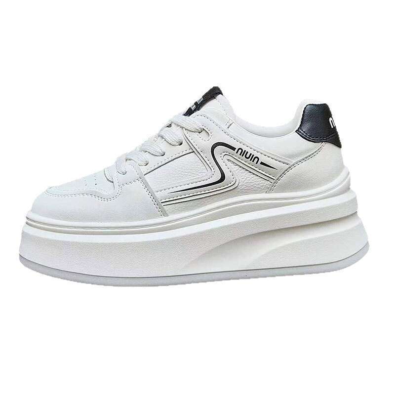 Genuine White Sneakers for Women 2025 New Korean Style Versatile Thick-Soled Height-Increasing Loafers Platform Sports Ultra-Soft Leather Board Shoes