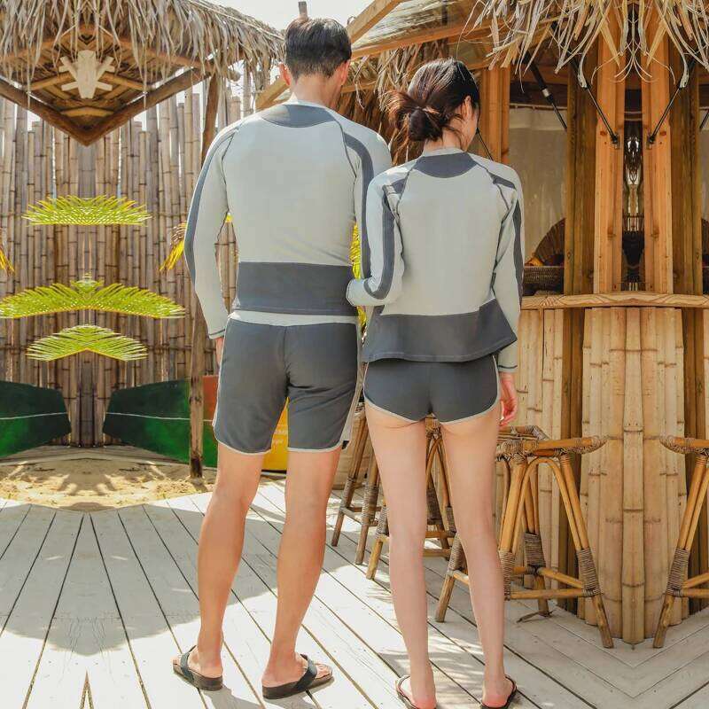 Rash Guards Couples 2025 Patchwork Sleeve Multi Pieces Swimsuit Swimwear Bathing Suits Surfing Long Pant Women Men Boy Girl