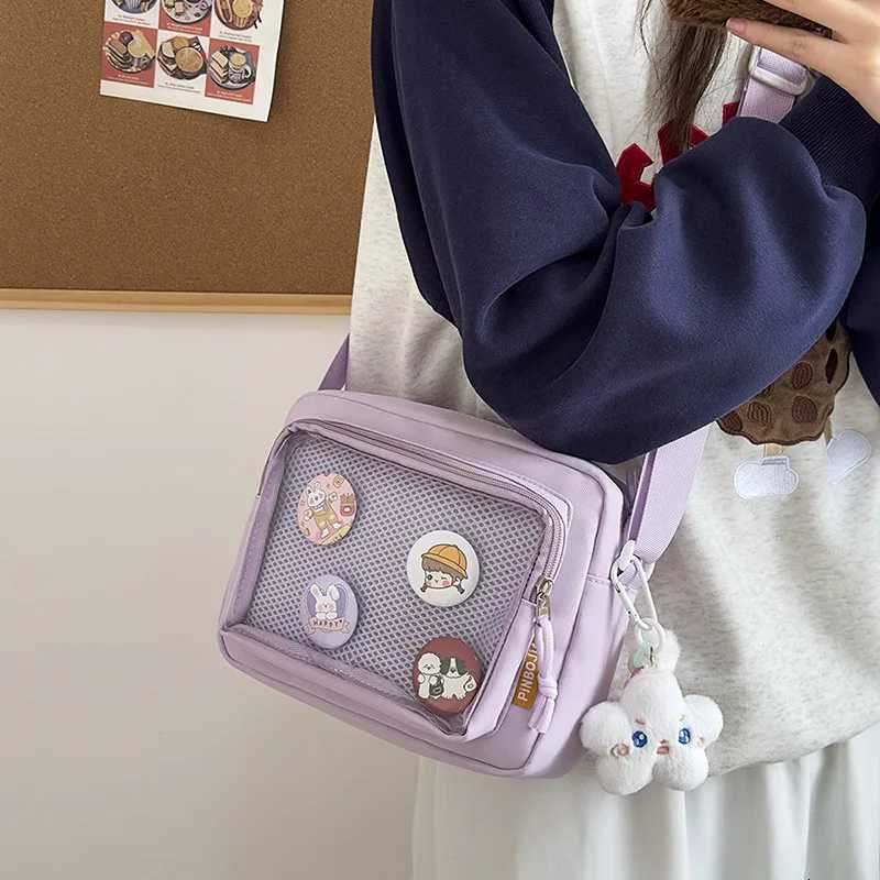 Ins Style Crossbody Bag with Transparent Badge Windows Korea Casual Phone Small Bag Anime Sling Bag Display Goods Bag Y250819