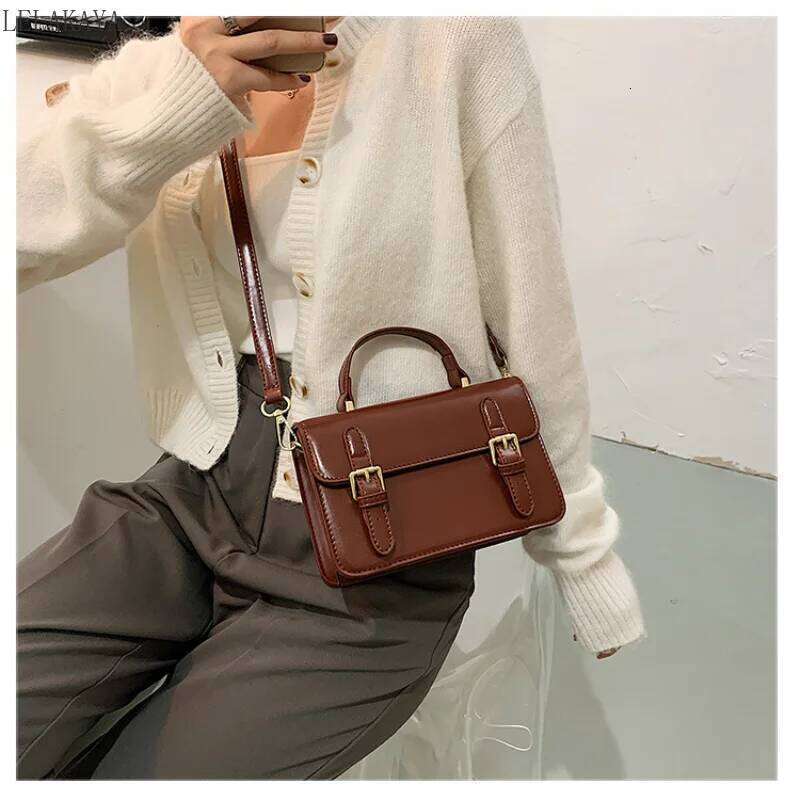 Vintage Fashion Square Tote New High Quality Shoulder PU Leather Handbags Women Portable Crossbody Messenger Bags
