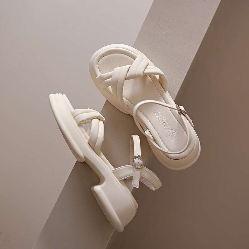 Women's Sandals Summer 2023 New Style Platform Thick Sole Casual Sports Roman Beach One Strap Matching Dress Shoes