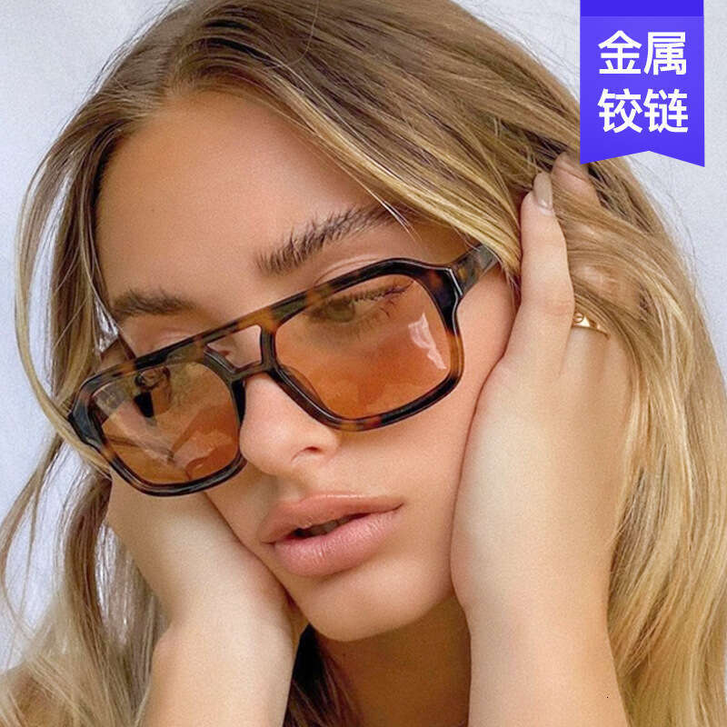 New Korean Style Square Double Beam for Men and Designer Women, Personality Ocean Lens Glasses, Celebrity Trendy Sunglasses