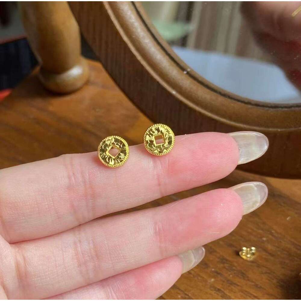 Gold-Plated Copper S Sier Needle Small Fragrance Gold Flower Pearl for Women Ins Style High-End Earrings Jewelry