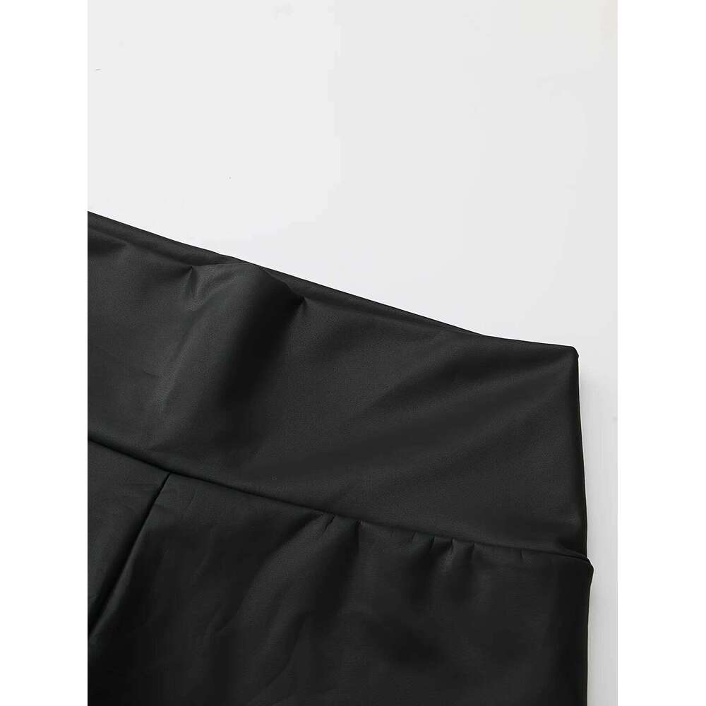 Sexy Slim Fit PU Leather Women's Elastic High Waisted Leggings Casual Pants