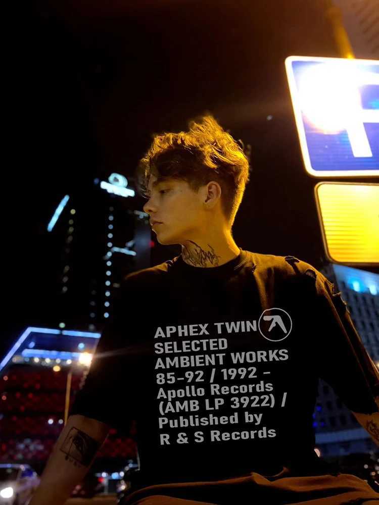 Men T-Shirt Aphex Twin Cotton Graphic Oversized Korean Fashion Short Sleeve Tops Tees Y2k Streetwear Aesthetic Harajuku Clothing Y250819