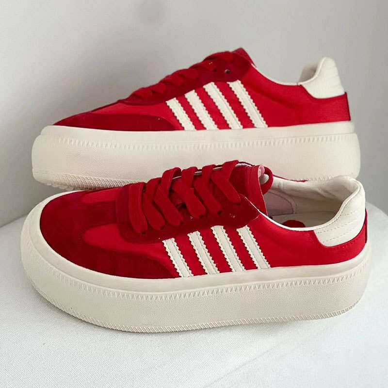 Anchor Red Thick-Soled Genuine Leather Training for Women 2025 Summer Campus Versatile Breathable Umbrella Fabric Casual Sports Shoes