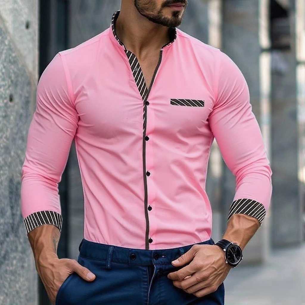 Mens Shirts (13 Colors) Lapel Long Sleeve Shirts Business Office Wear Breathable and Comfortable Fabric XS-6XL Y250819