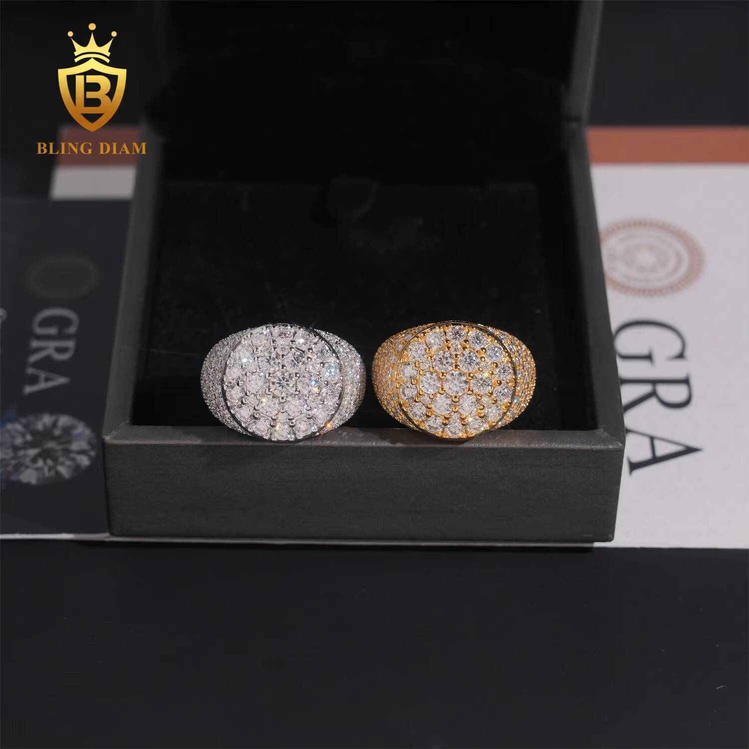 Hip Hop Jewelry Ring S925 Sterling Silver Ice Out Vvs Moissanite Pass Diamond Tester Resin Flower Finger Rings for Men