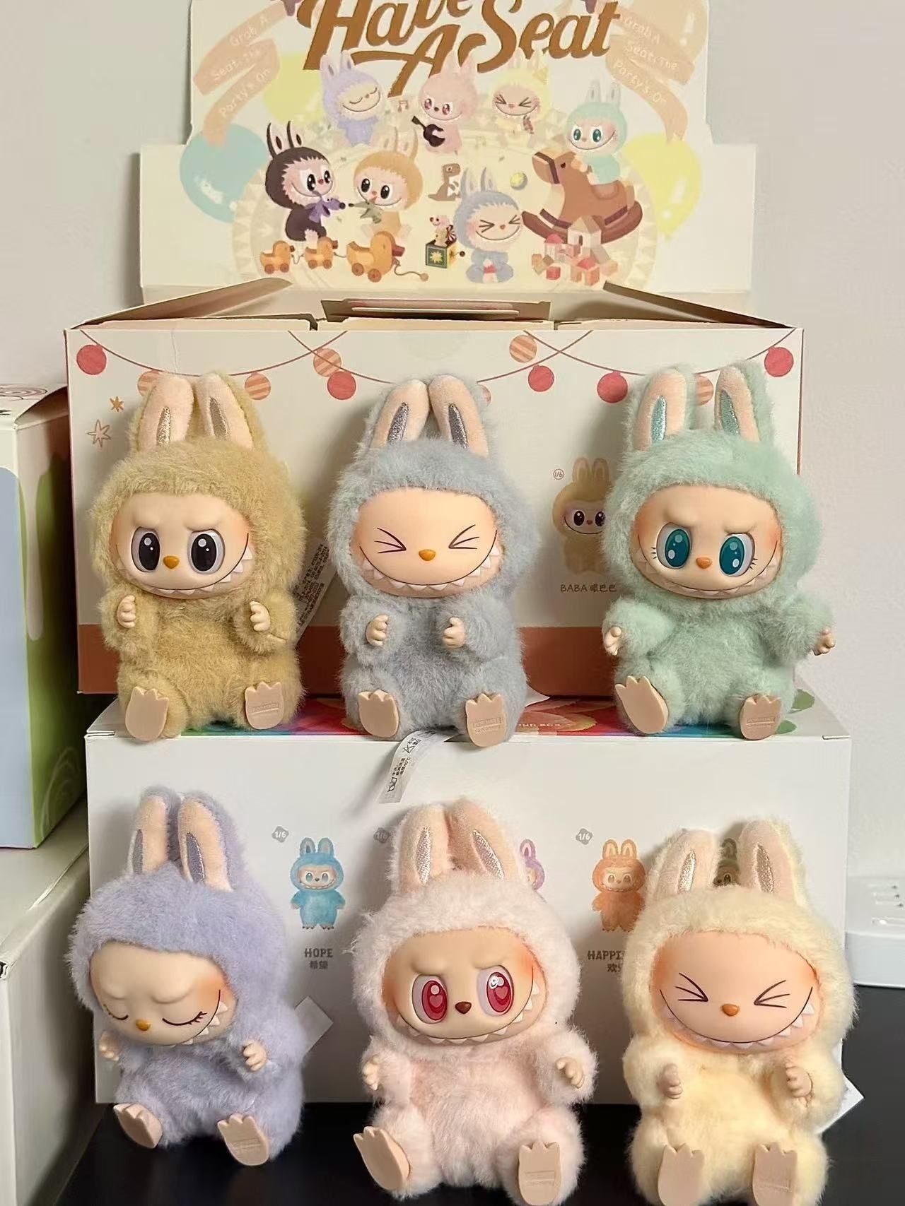 Labubu V1 V2 V3 Heartbeat Macaron Enamel Face Blind Box Pvc Figurine Labubu sitting party Kawaii Doll Kid Christmas Gifts checkmate labubu halloween l